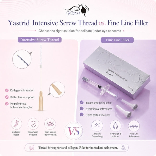 Yastrid PDO Intensive Screw Thread vs Fillers Under Eyes
